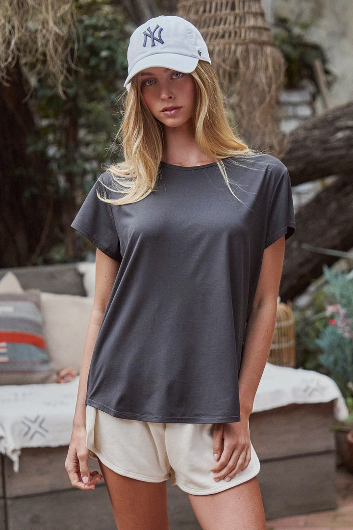 Simple Everyday Ease Tee in Black - Women's Wholesale Tops | Trend Notes