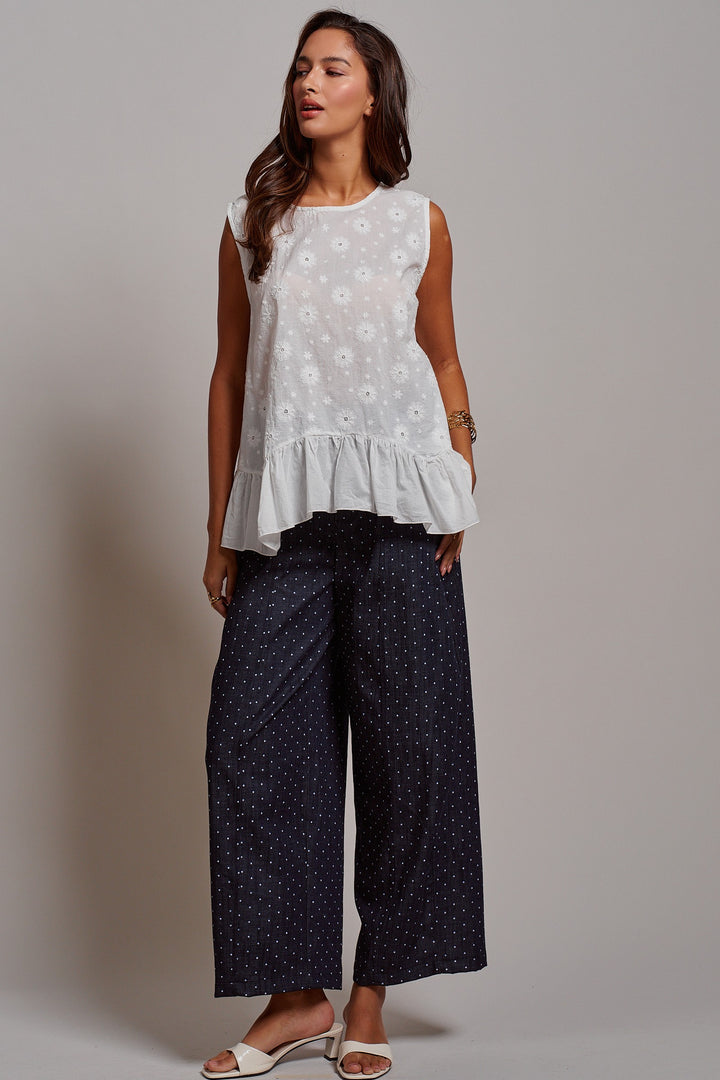 Daisy Whisper Sleeveless Ruffle Top in White - Women's Wholesale Tops | Trend Notes