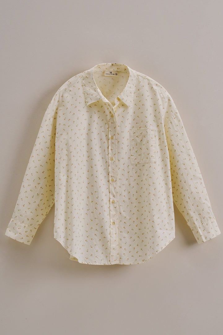 Soft Meadow Button-Down Shirt in Cream - Women's Wholesale Tops | Trend Notes