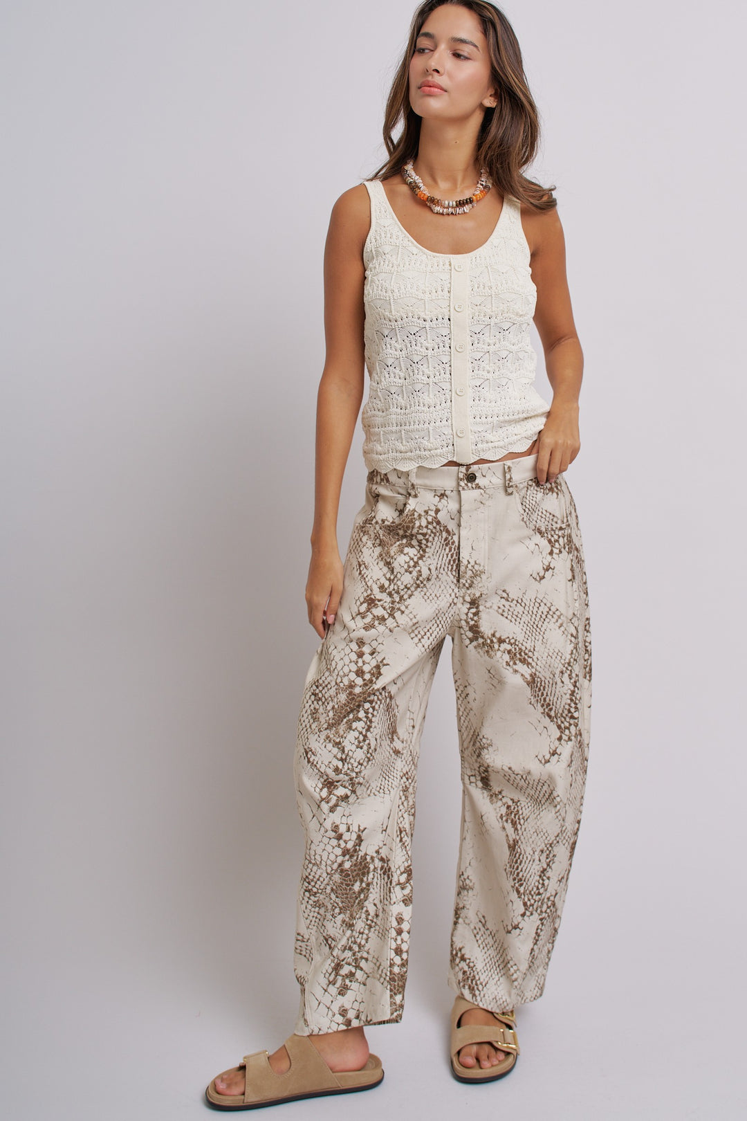 Delicate Charm Lace Pointelle Knit Tank in Ivory - Women's Wholesale Tops | Trend Notes