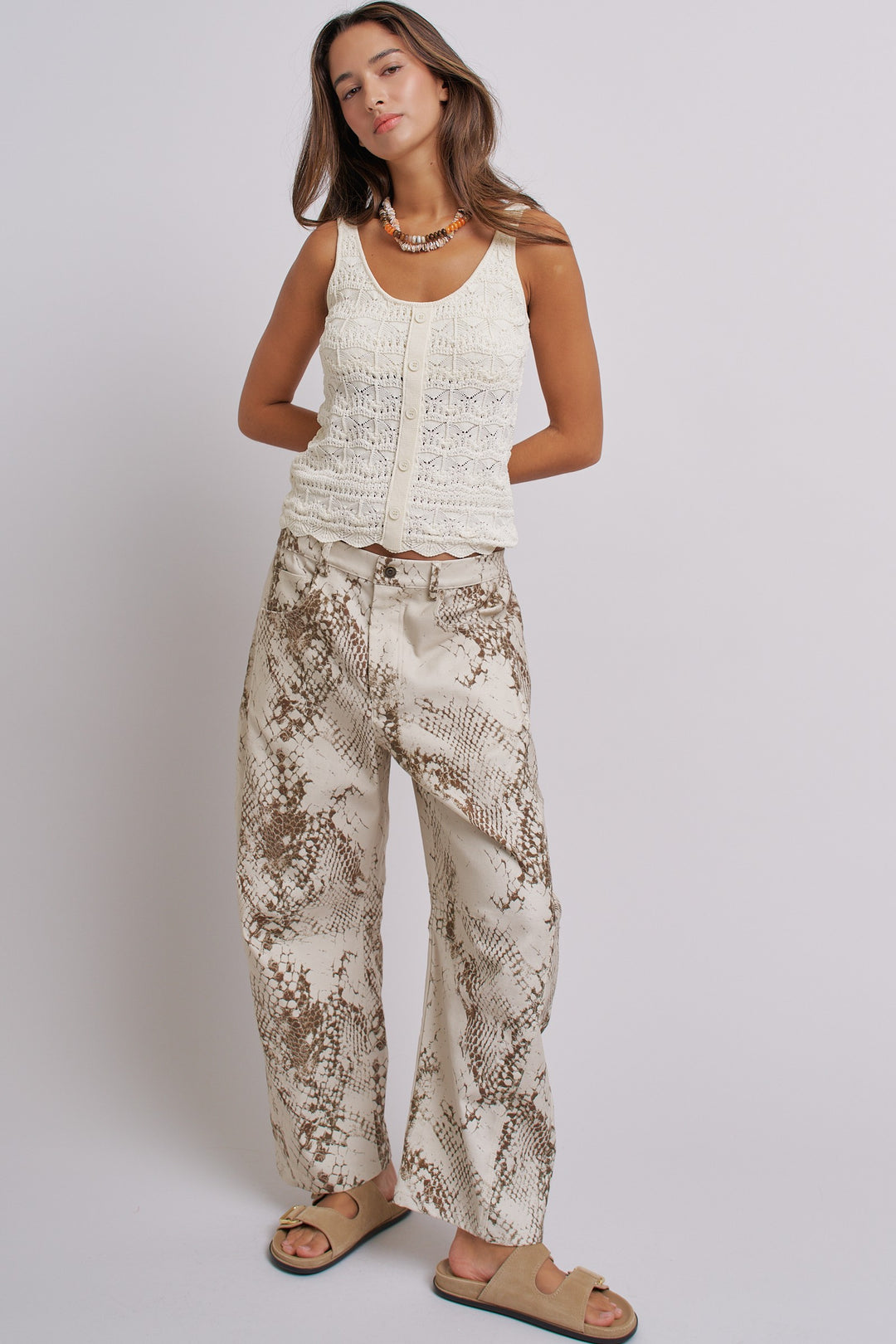 Delicate Charm Lace Pointelle Knit Tank in Ivory - Women's Wholesale Tops | Trend Notes