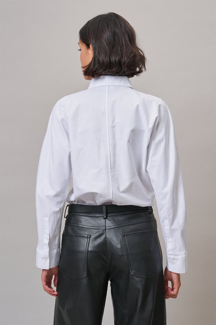 White Braided Cord Embellished Button Blouse in White - Women's Wholesale Shirts & Blouses | Trend Notes