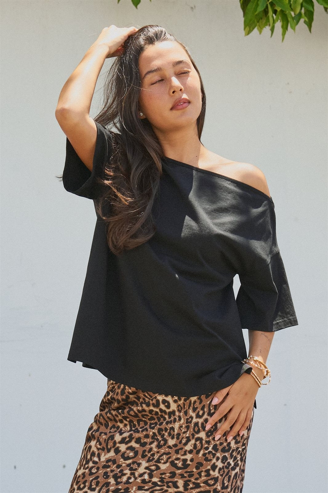 One Shoulder Short Sleeve Top in Black - Women's Wholesale Fashion | Trend Notes