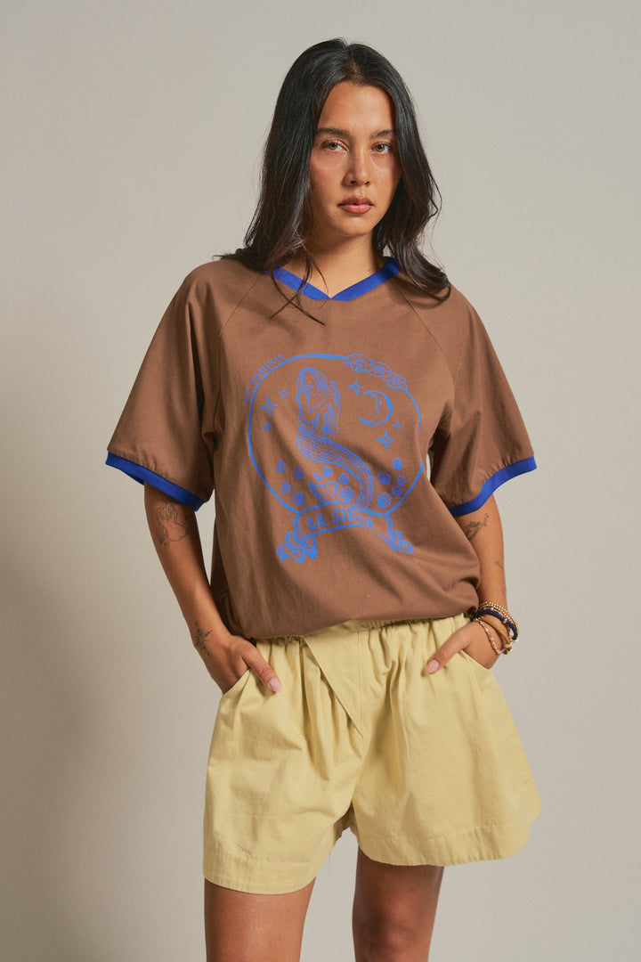 Mermaid Graphic Tee in Vintage Sporty Coastal in Brown - Women's Wholesale Fashion | Trend Notes