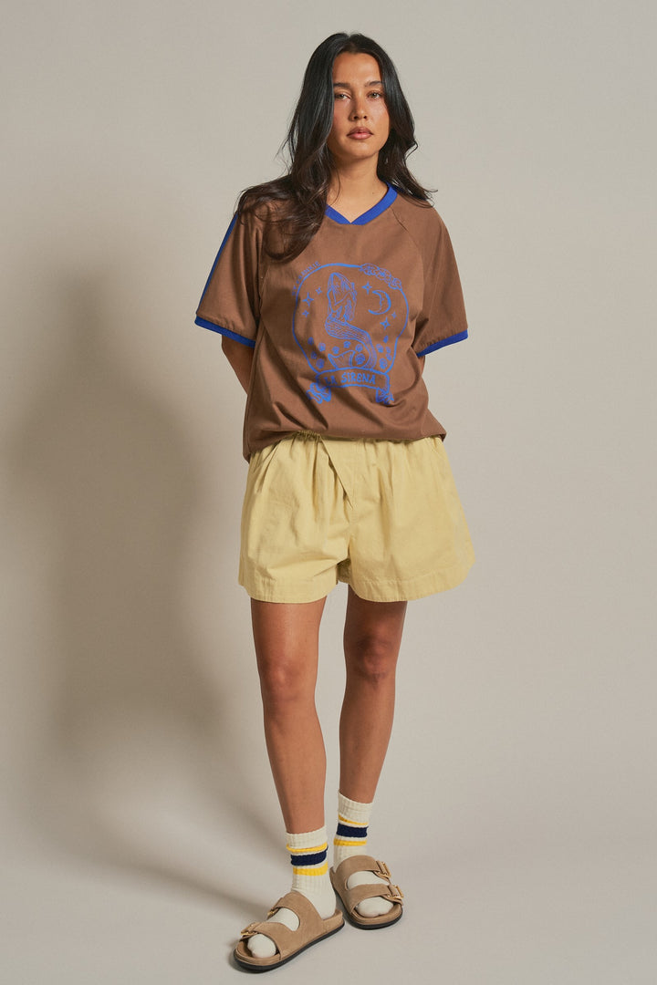 Mermaid Graphic Tee in Vintage Sporty Coastal in Brown - Women's Wholesale Fashion | Trend Notes