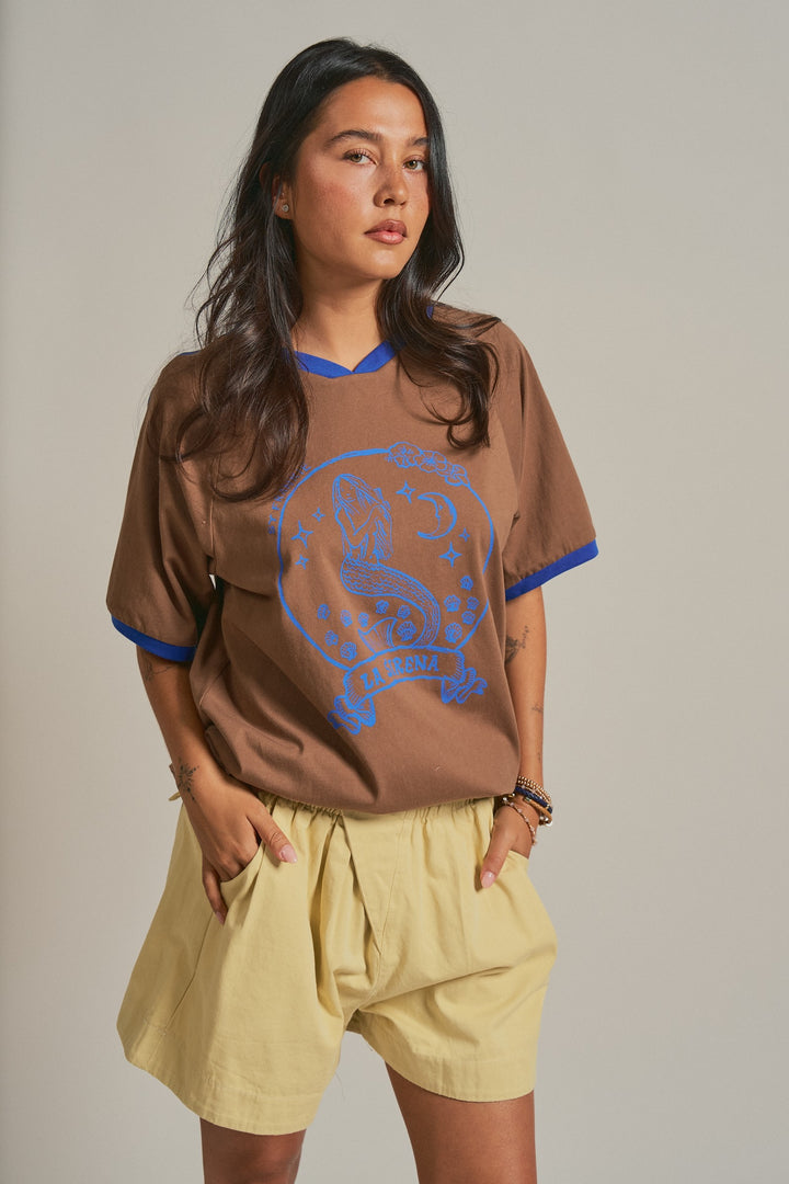 Mermaid Graphic Tee in Vintage Sporty Coastal in Brown - Women's Wholesale Fashion | Trend Notes