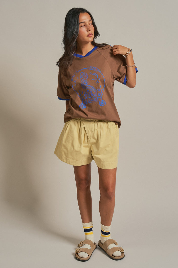 Mermaid Graphic Tee in Vintage Sporty Coastal in Brown - Women's Wholesale Fashion | Trend Notes
