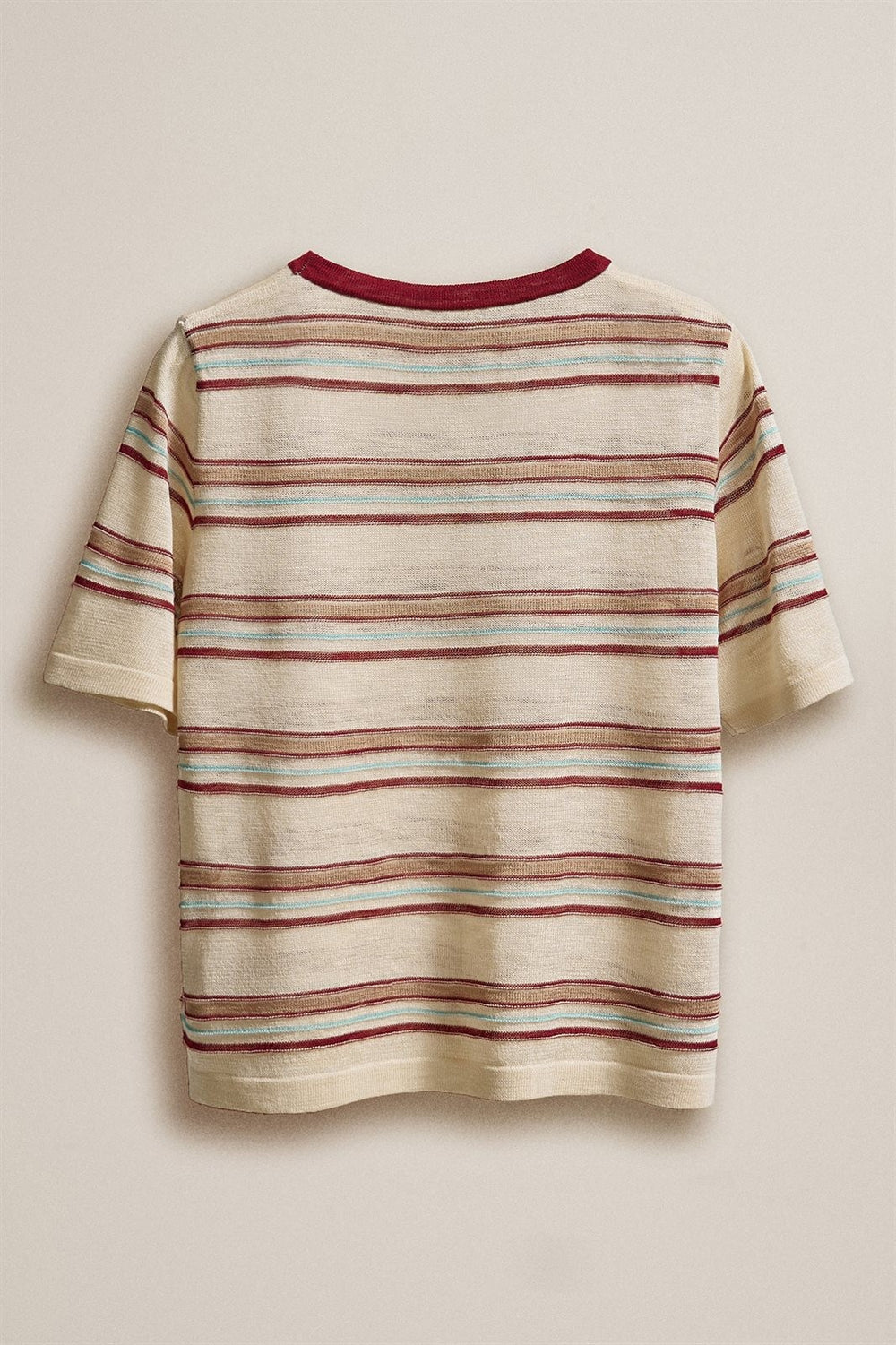 Striped Knit Tee Vintage 70s Retro Boho Coastal Top  in Ivory - Women's Wholesale Fashion | Trend Notes
