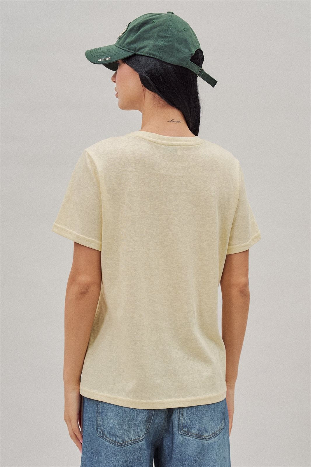Folk Floral Graphic Tee with Beaded Embroidery Detail in Yellow - Women's Wholesale Fashion | Trend Notes