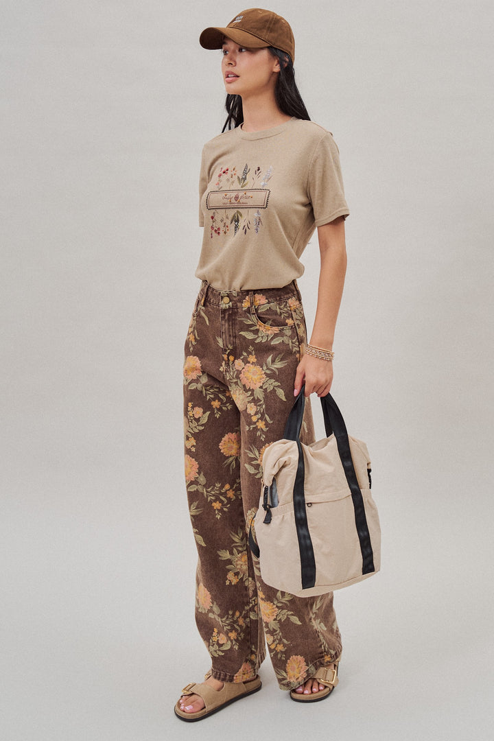Botanical Floral Embroidered Tee in White - Women's Wholesale T-Shirts & Polos | Trend Notes