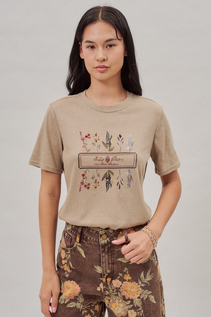 Botanical Floral Embroidered Tee in White - Women's Wholesale T-Shirts & Polos | Trend Notes