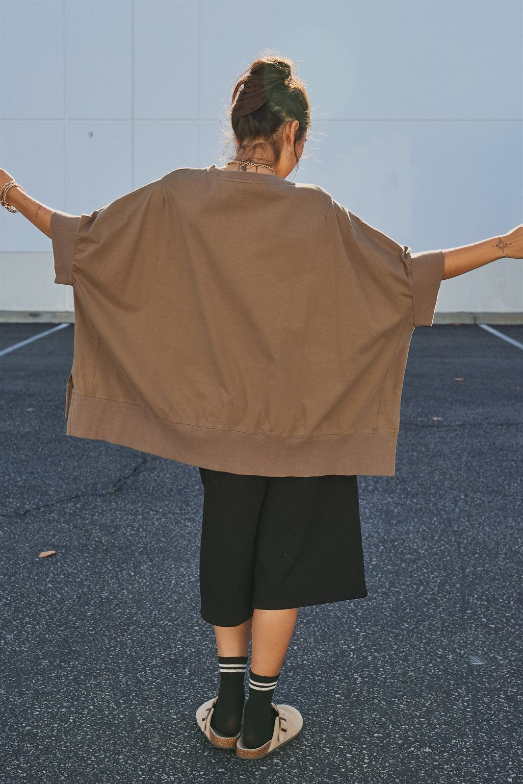 Oversized '58' Varsity Graphic Cotton Tee in Brown - Women's Wholesale Fashion | Trend Notes