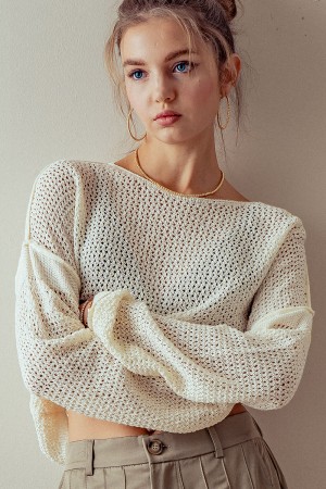 0028-9746<br/>OPEN KNIT CREW NECK SWEATER