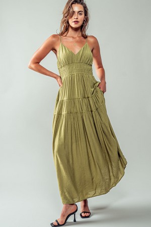 0792-5206<br/>Into the Wind Maxi Dress - Ruched Waist