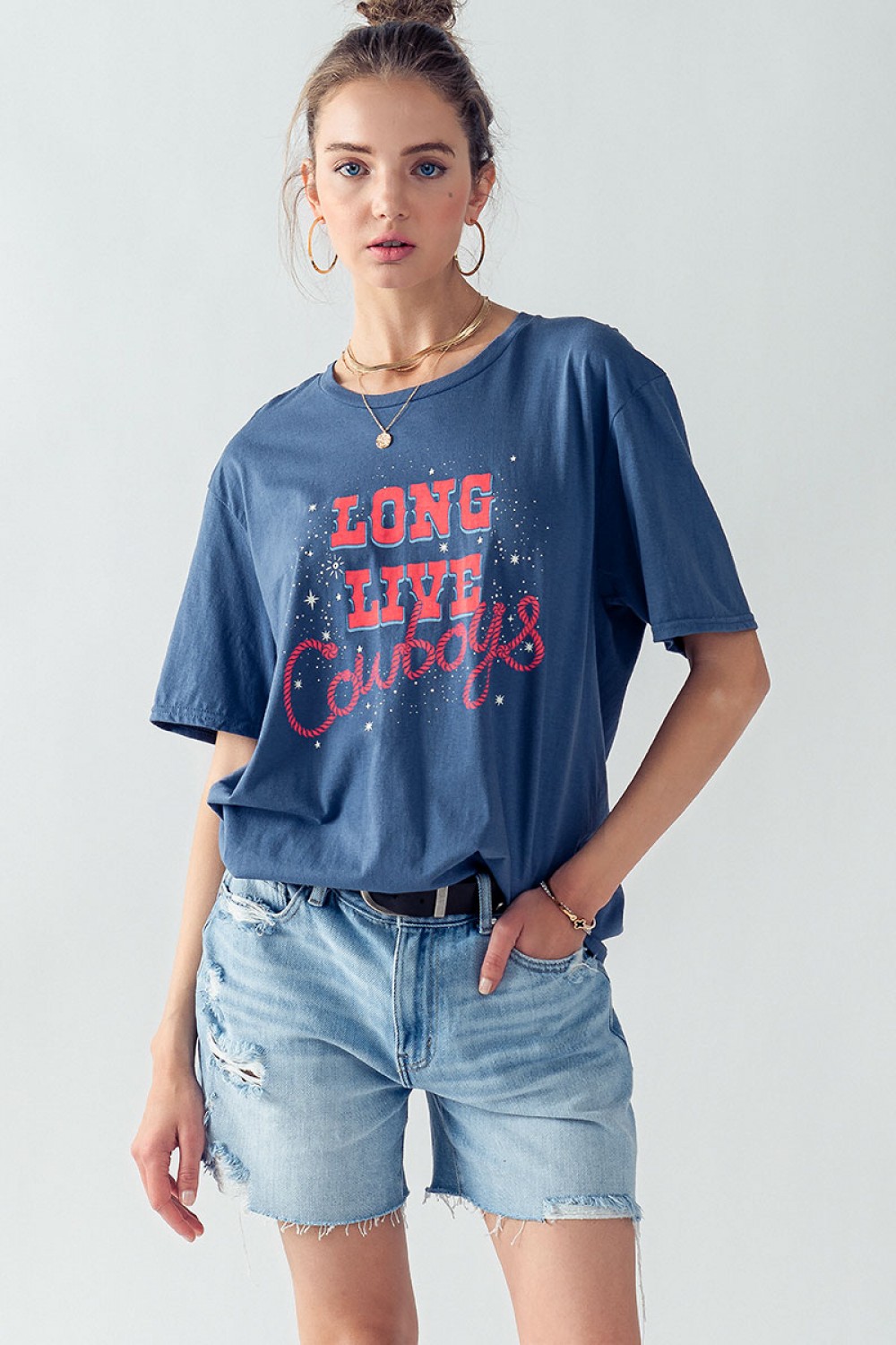 0798-0107<br/>LONG LIVE COWBOY GRAPHIC OVERSIZED SHIRT