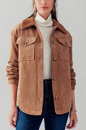 0832-0995<br/>RELAXED FIT SHERPA COLLAR CORDUROY JACKET